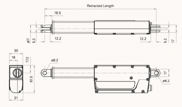 TA38 TIMOTION ACTUATOR STROKE 50MM - Afbeelding 2