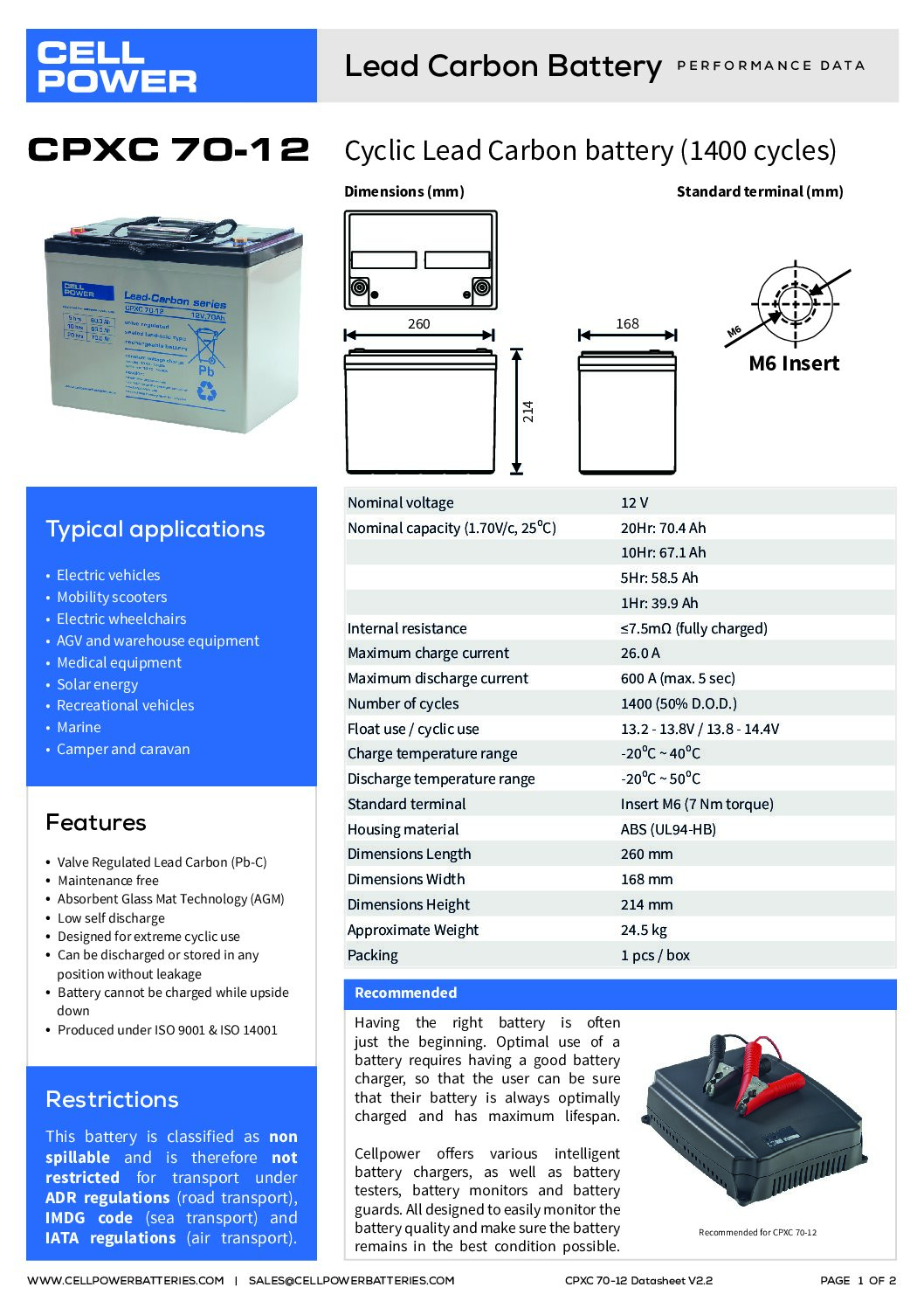 Cellpower CPXC 12V - 70Ah - Afbeelding 2